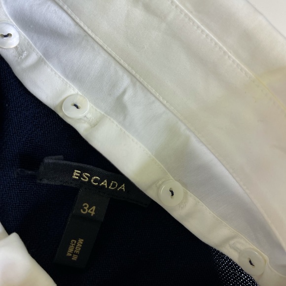 ESCADA Collar Pearl Shirt Sailing Navy Nautical 34 - Picture 4 of 8